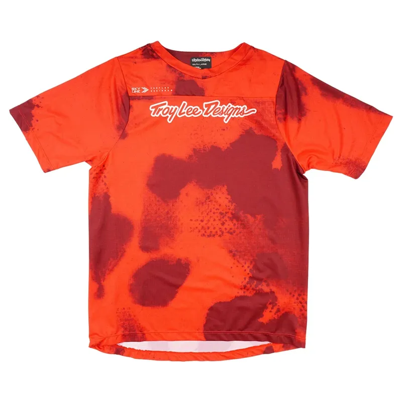 Troy Lee Designs Flowline Youth Short Sleeve Jersey - Flared Fiery Red