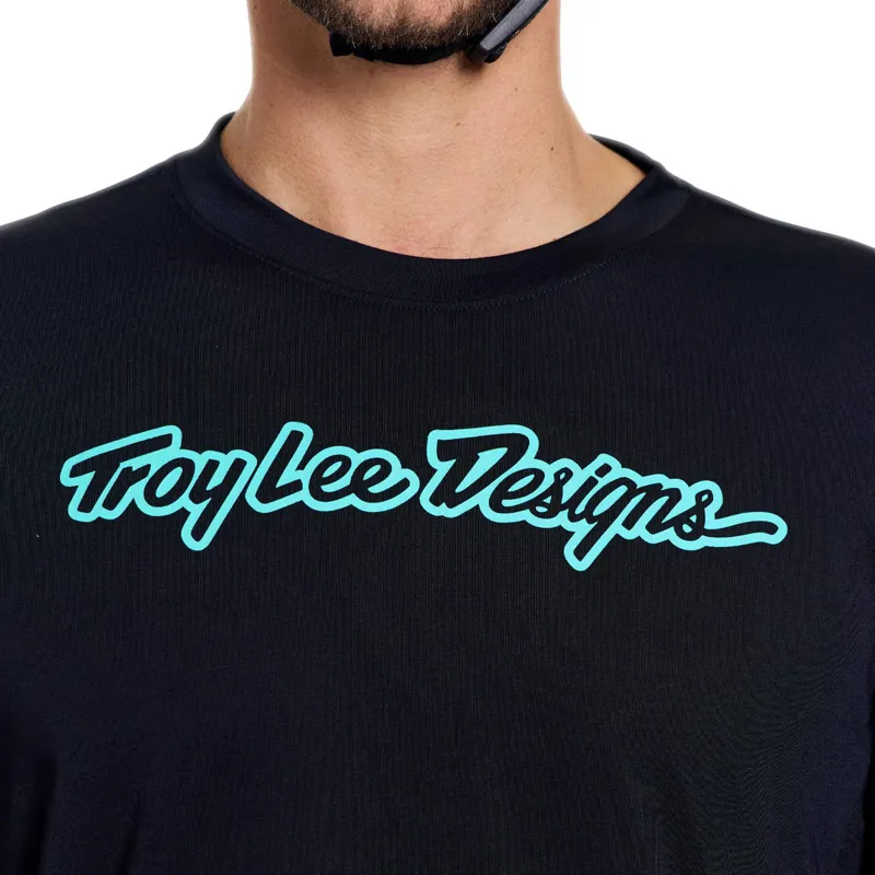 Troy Lee Designs Skyline Ride Men's Long Sleeve Jersey - Signature Black/Real Teal-6