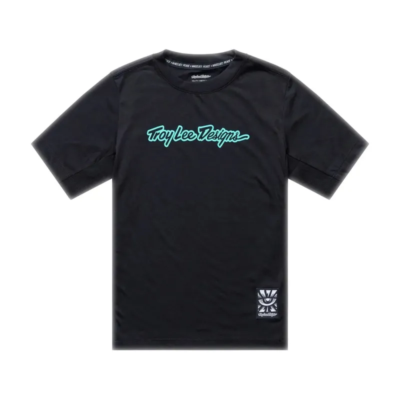 Troy Lee Designs Signature Skyline Ride Youth Short Sleeve Jersey - Black/Real Teal