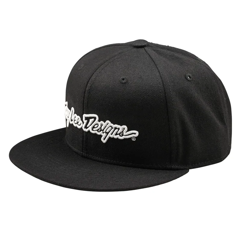 Troy Lee Designs Signature Flat Bill Snapback Cap - Black