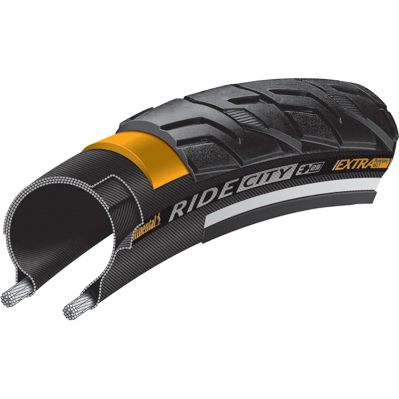Continental Ride City Reflective MTB Urban Tyre - 26x17.5 inch - Black-1
