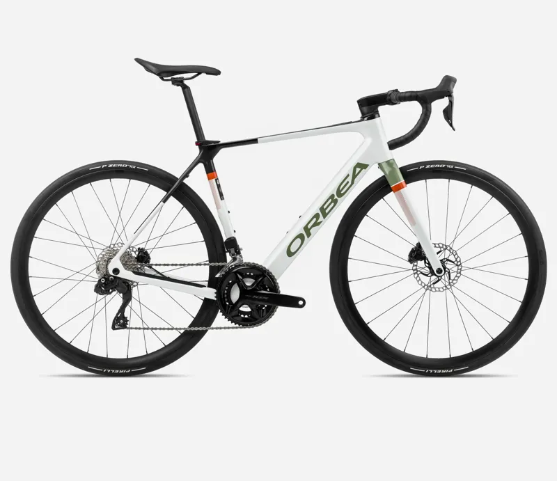 Orbea Gain M30i 2024 Carbon Electric Road Bike - White Chic/Green
