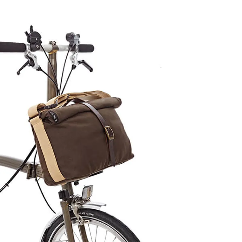 Brompton Roll Top Bag Handlebar Bag - Khaki Waxed Canvas-3