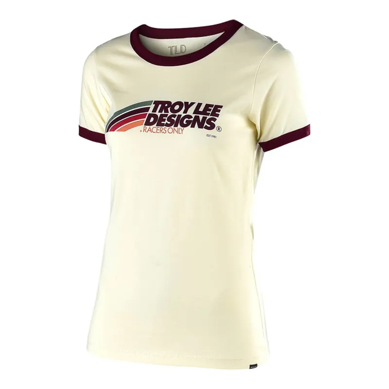 Troy Lee Designs Womens Velo Short Sleeve Tee - Natural/Maroon