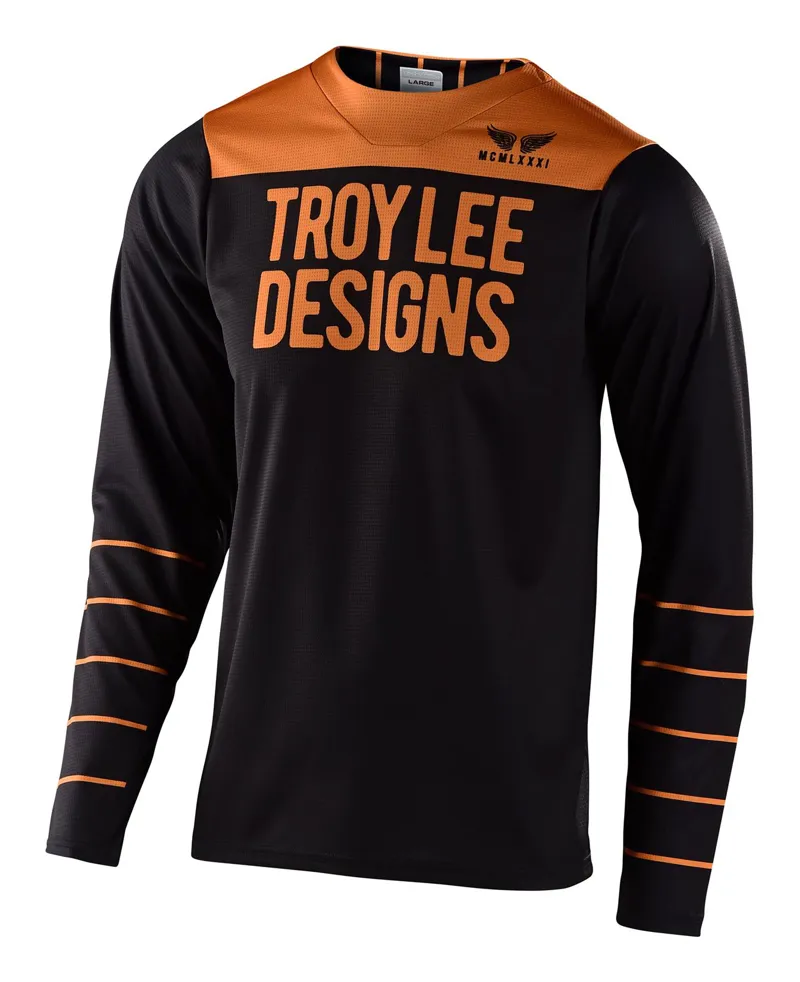 Troy Lee Designs Skyline Pinstripe Long Sleeve Jersey - Black/Gold